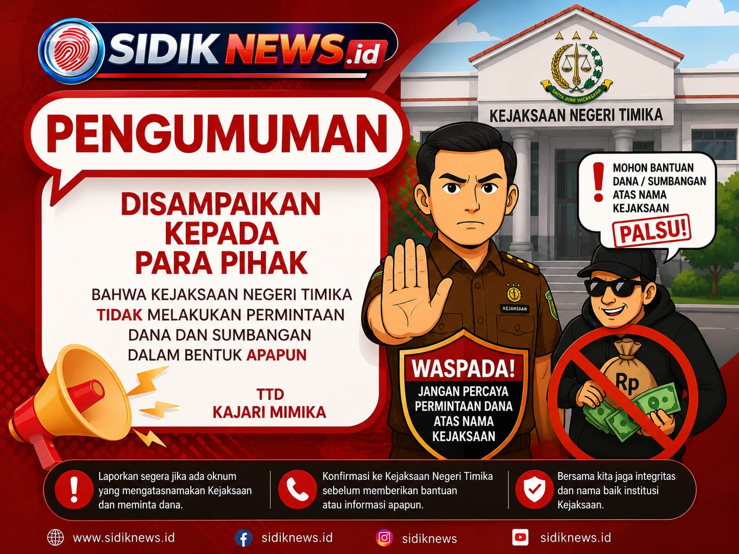 Cegah Penipuan Berkedok Kejaksaan, Kejari Timika Tegaskan Tak Pernah Minta Sumbangan