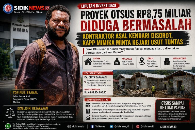 Proyek Otsus Rp8,75 Miliar Diselidiki Kejaksaan, KAPP Mimika Soroti Kontraktor Asal Kendari, Yopinus: Otsus Sampai Luar Papua 