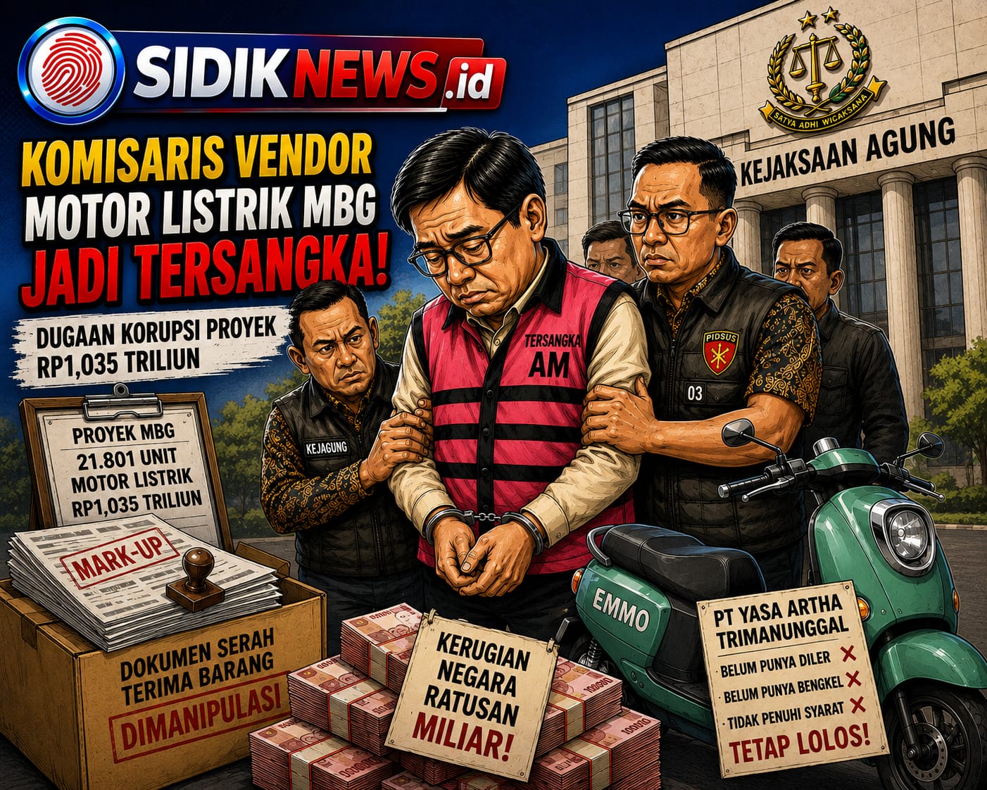 Komisaris Vendor Motor Listrik MBG Jadi Tersangka, Kejagung Bongkar Dugaan Mark-up Proyek Rp1 Triliun