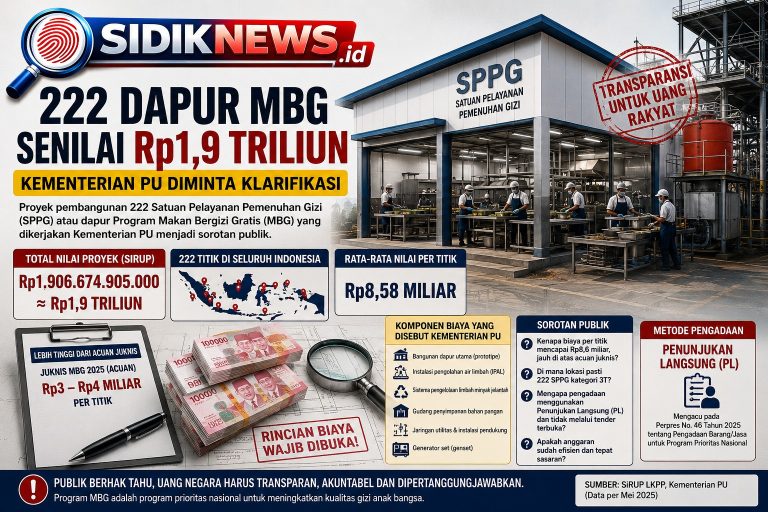 Rp1,9 Triliun untuk 222 Dapur MBG, Publik Pertanyakan Lonjakan Biaya hingga Rp8,6 Miliar per Titik