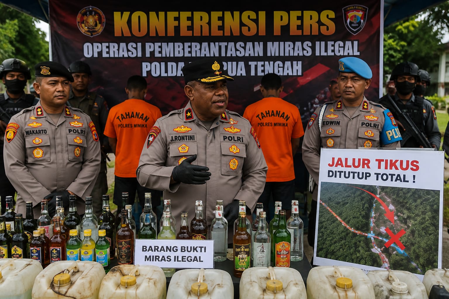 Perang Melawan Miras Ilegal, Kapolda Papua Tengah Minta Jalur Tikus Ditutup Total