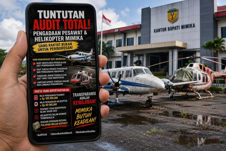 Poster Tuntutan Audit Pengadaan Pesawat dan Helikopter Mimika Beredar, Masyarakat Minta Transparansi