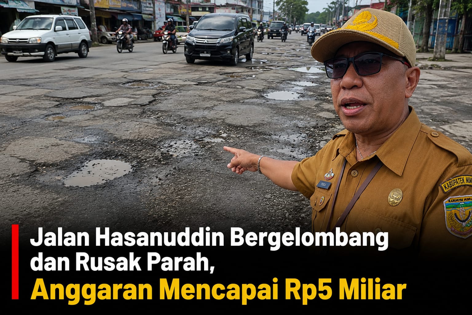Jalan Hasanuddin Bergelombang Dan Rusak Parah, Anggaran Mencapai Rp5 Miliar