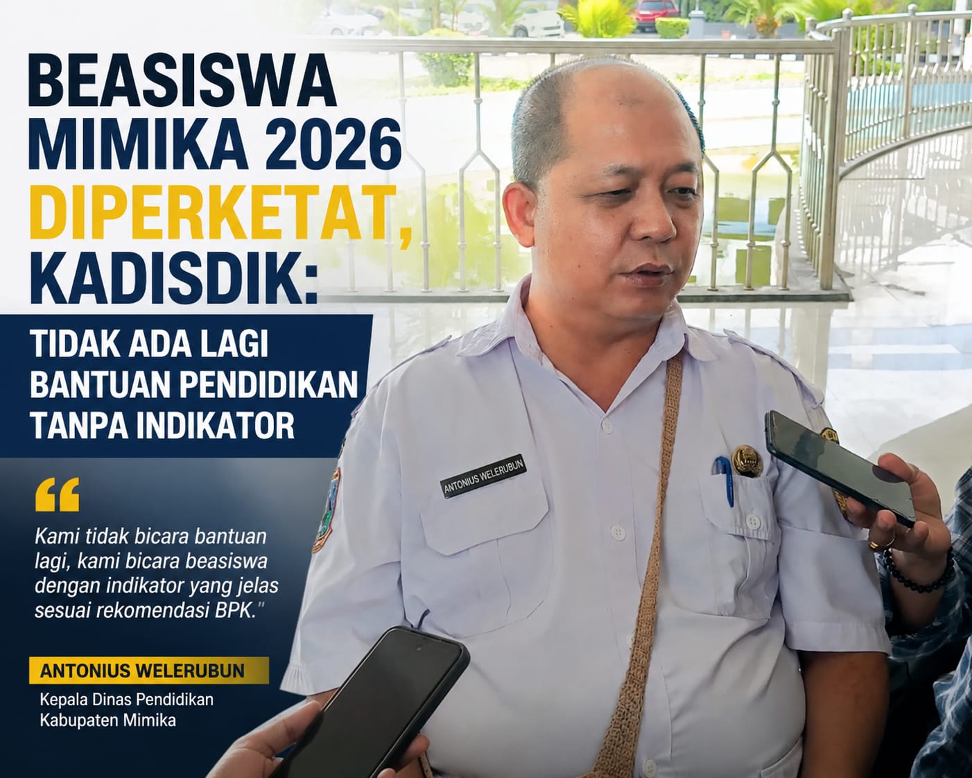 Beasiswa Mimika 2026 Diperketat, Kadisdik: Tidak Ada Lagi Bantuan Pendidikan Tanpa Indikator