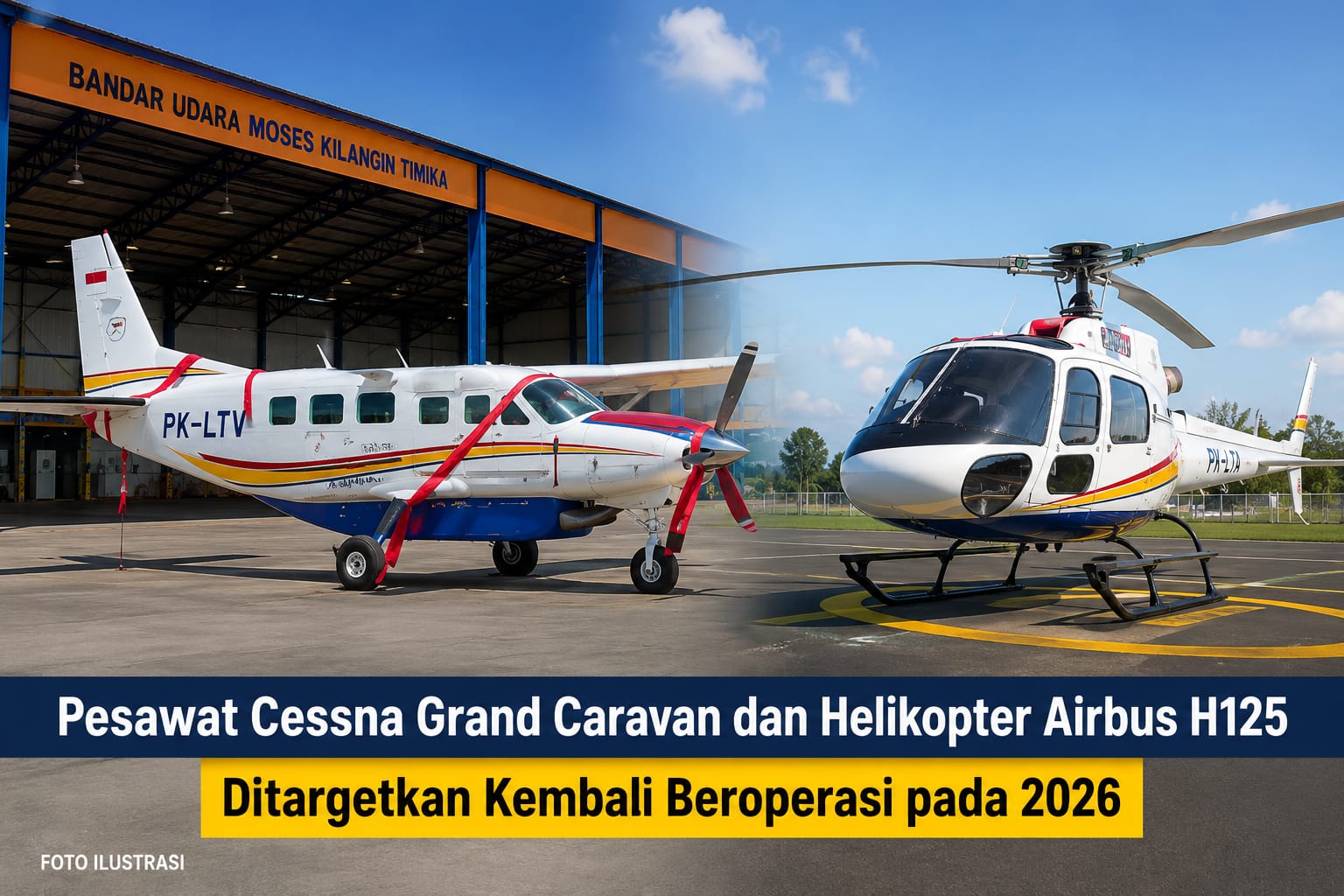 Pesawat Cessna Grand Caravan dan Helikopter Airbus H125 Ditargetkan Kembali Beroperasi pada 2026