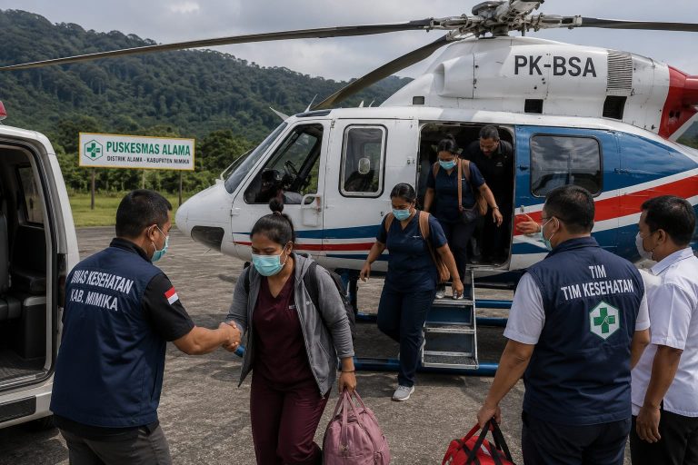 Usai Terkendala Penerbangan, 9 Nakes Puskesmas Alama Berhasil Dievakuasi