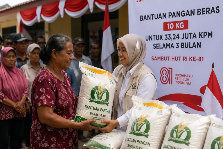 Sambut HUT RI, Pemerintah Salurkan Bantuan Beras 10 Kg untuk 33,24 Juta KPM Selama Tiga Bulan