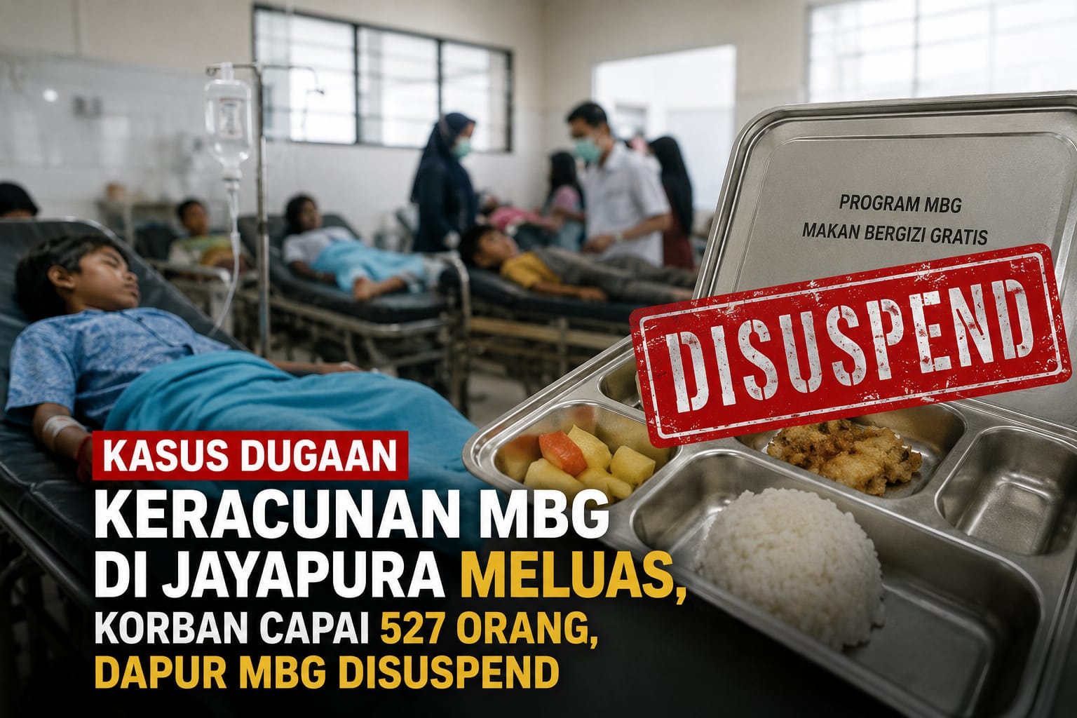 Kasus Dugaan Keracunan MBG di Jayapura Meluas, Korban Capai 527 Orang, Dapur MBG Disuspend