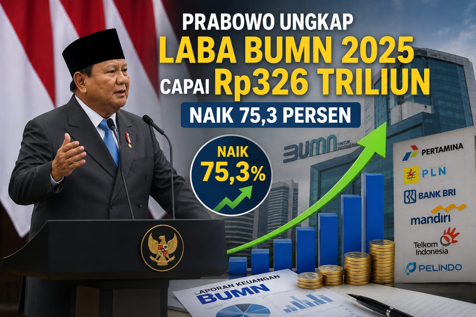 Prabowo Ungkap Laba BUMN 2025 Capai Rp326 Triliun, Naik 75,3 Persen