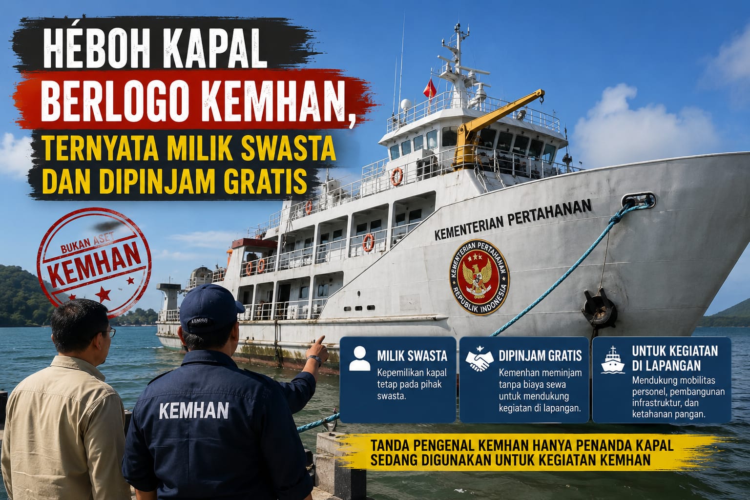 Heboh Kapal Berlogo Kemhan, Ternyata Milik Swasta dan Dipinjam Gratis