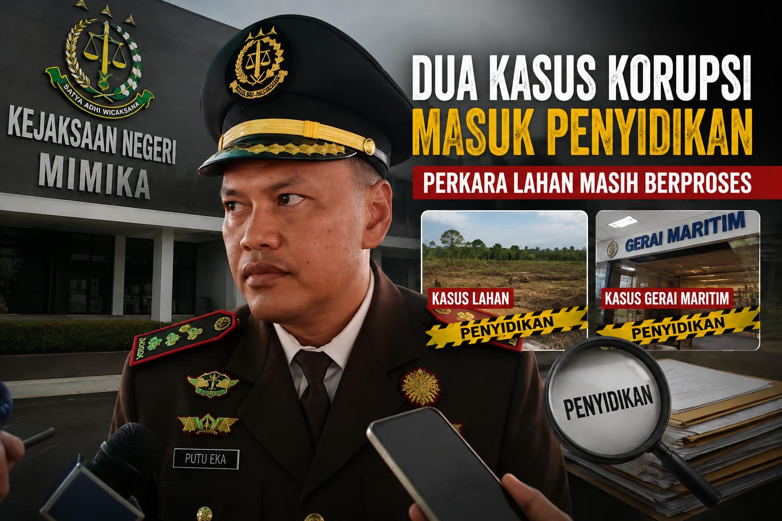 Kajari Mimika Tegaskan Dua Kasus Korupsi Masuk Penyidikan, Perkara Lahan Masih Berproses
