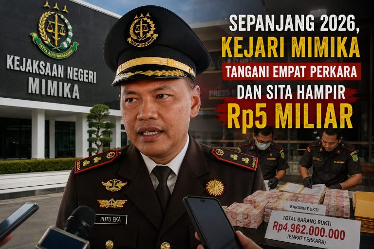 Sepanjang 2026, Kejari Mimika Tangani Empat Perkara dan Sita Hampir Rp5 Miliar