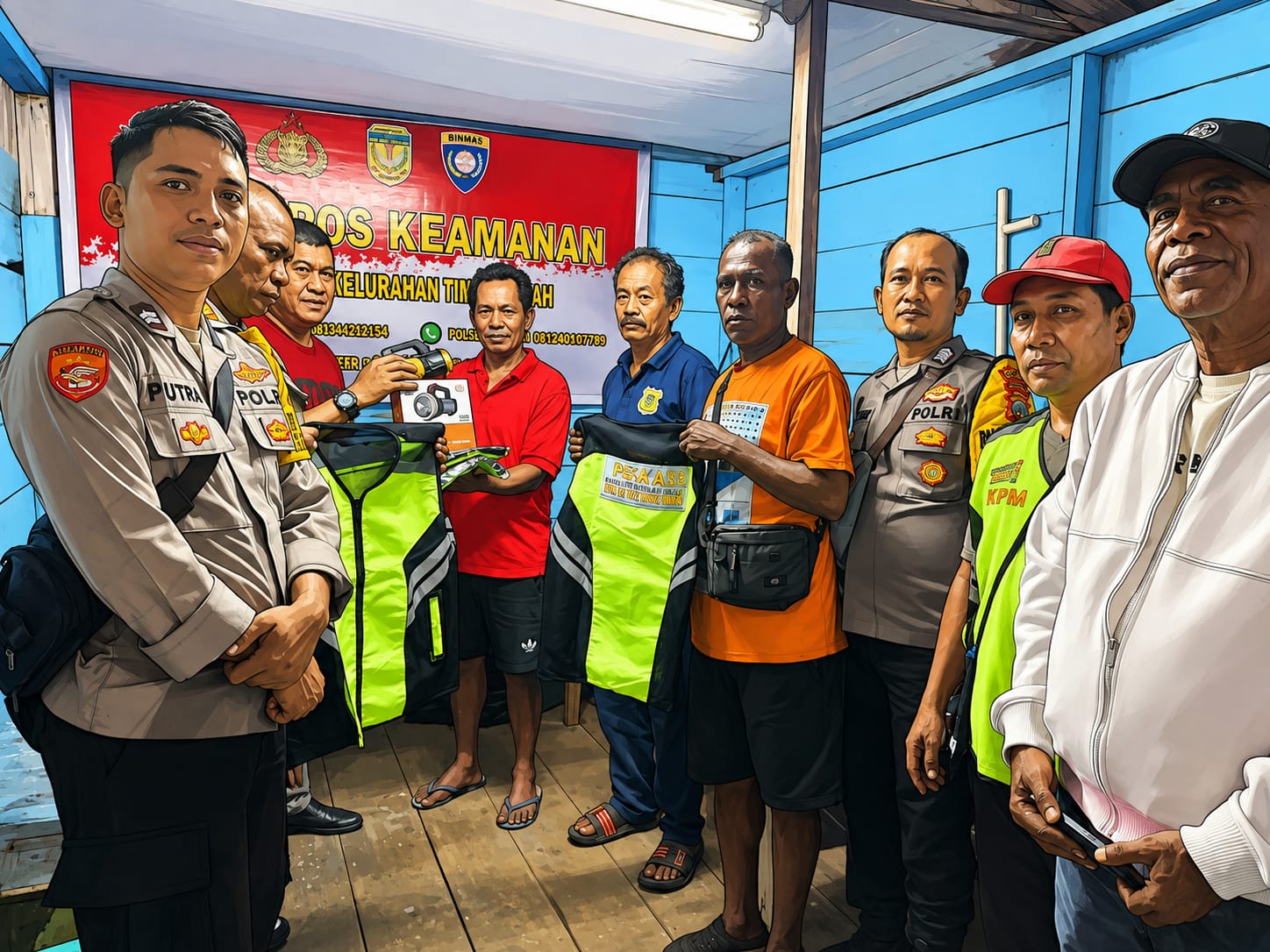 Polsek Mimika Baru Serahkan Bantuan Inventaris untuk Pos Peka Haard Timika Indah