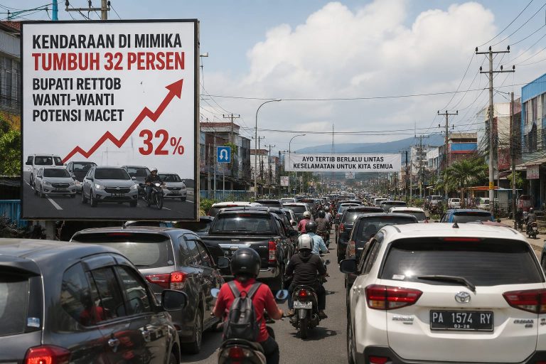 Kendaraan di Mimika Tumbuh 32 Persen, Bupati Rettob Wanti-Wanti Potensi Macet