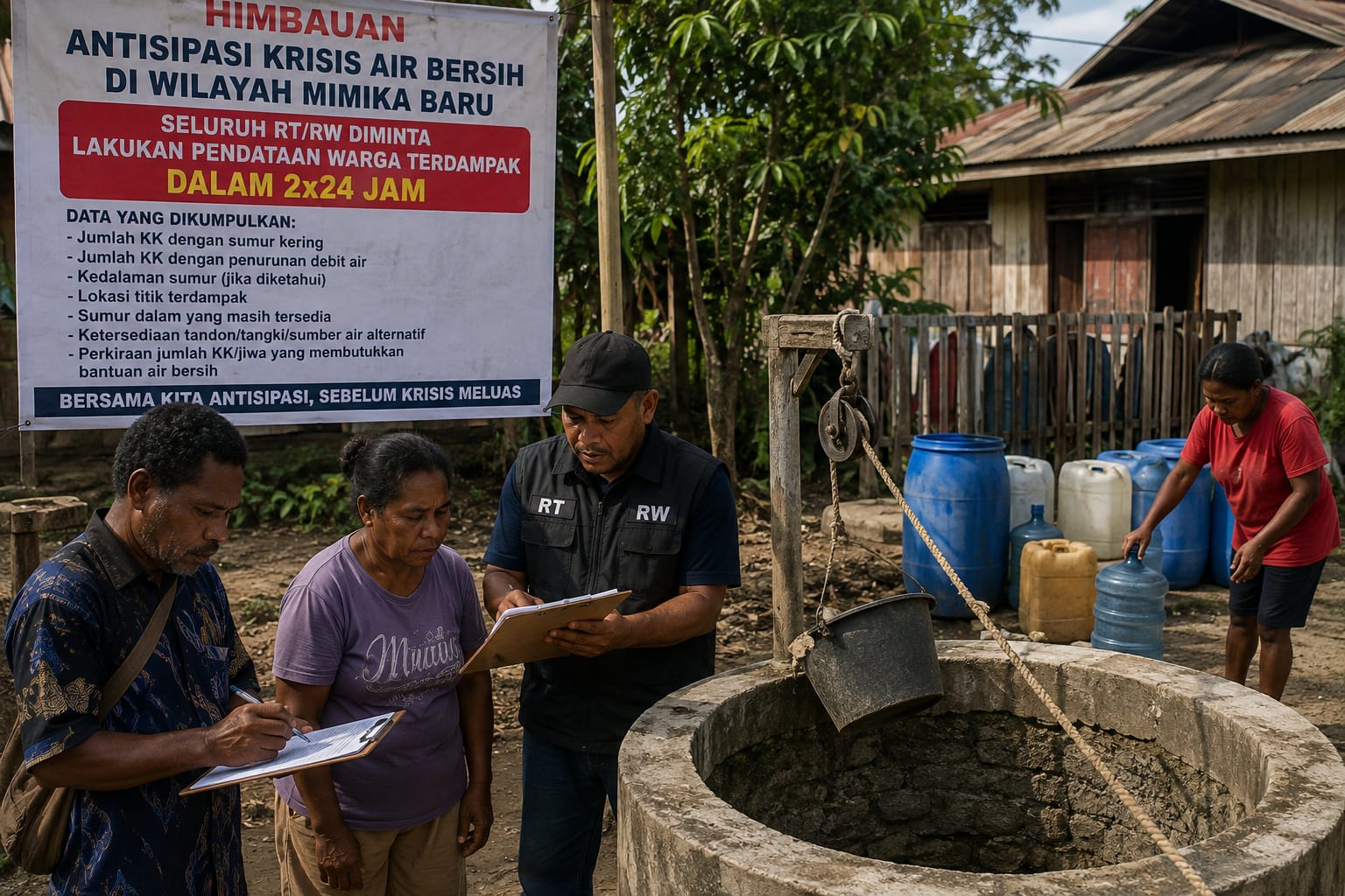 Antisipasi Sumur Kering Meluas, Mimika Baru Minta RT-RW Data Warga Terdampak 2×24 Jam