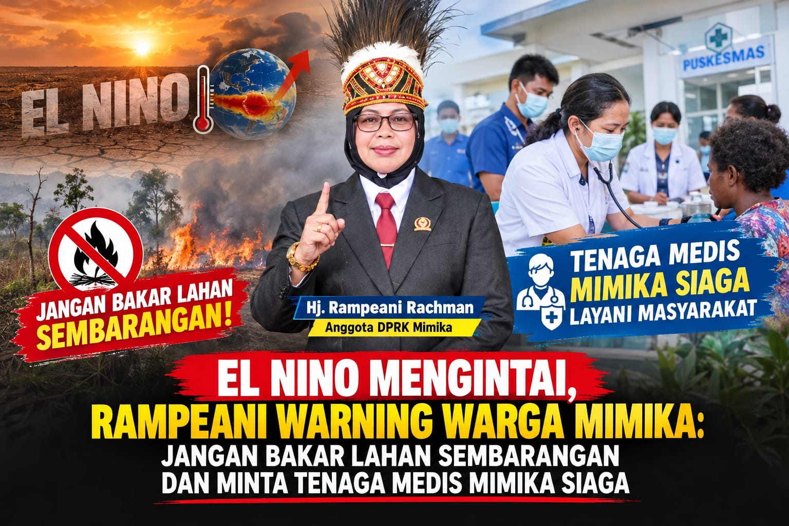 Rampeani Rachman Ingatkan Warga Mimika Waspadai Kabut Asap dan Karhutla