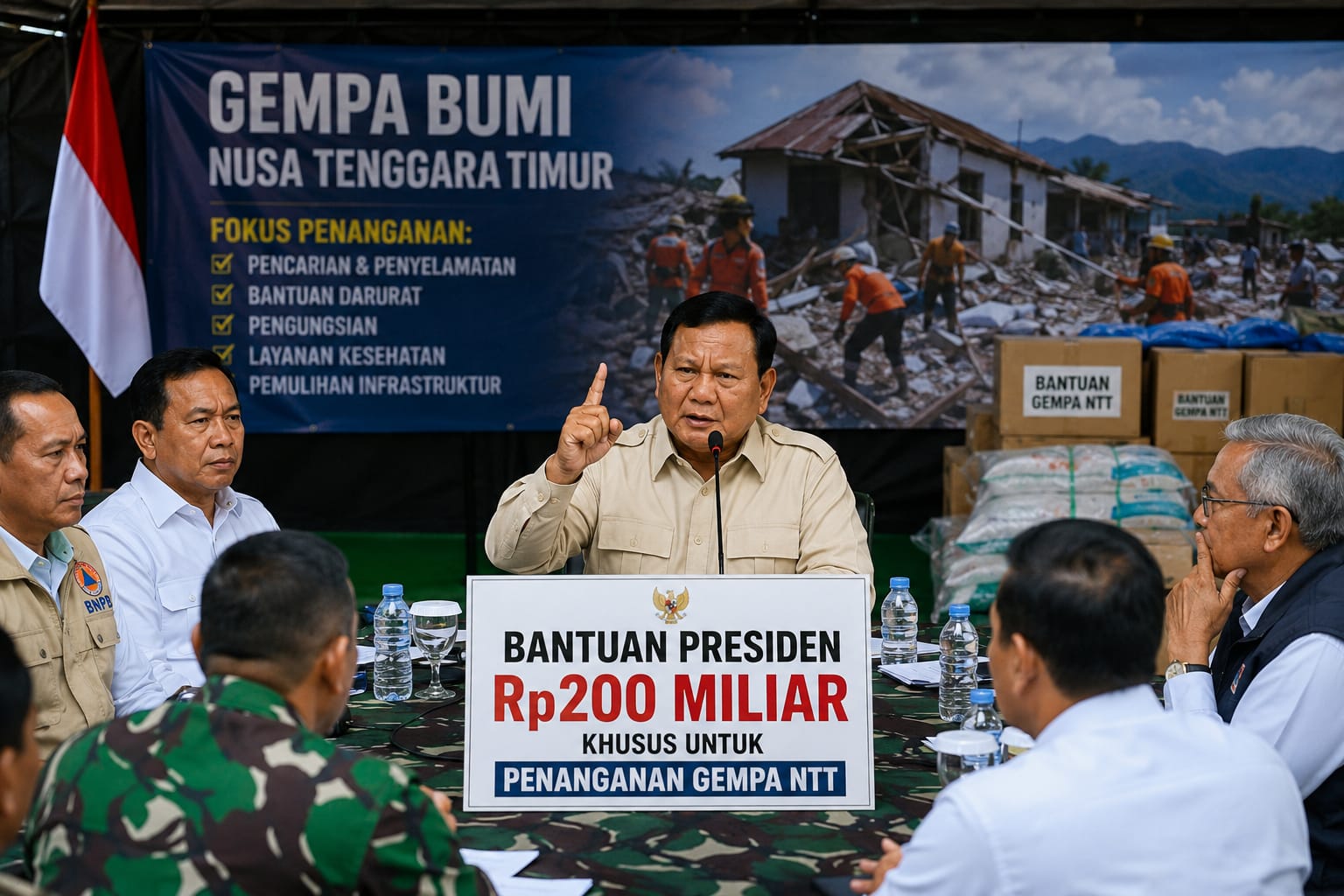 Presiden Prabowo Salurkan Rp200 Miliar untuk Tangani Gempa NTT