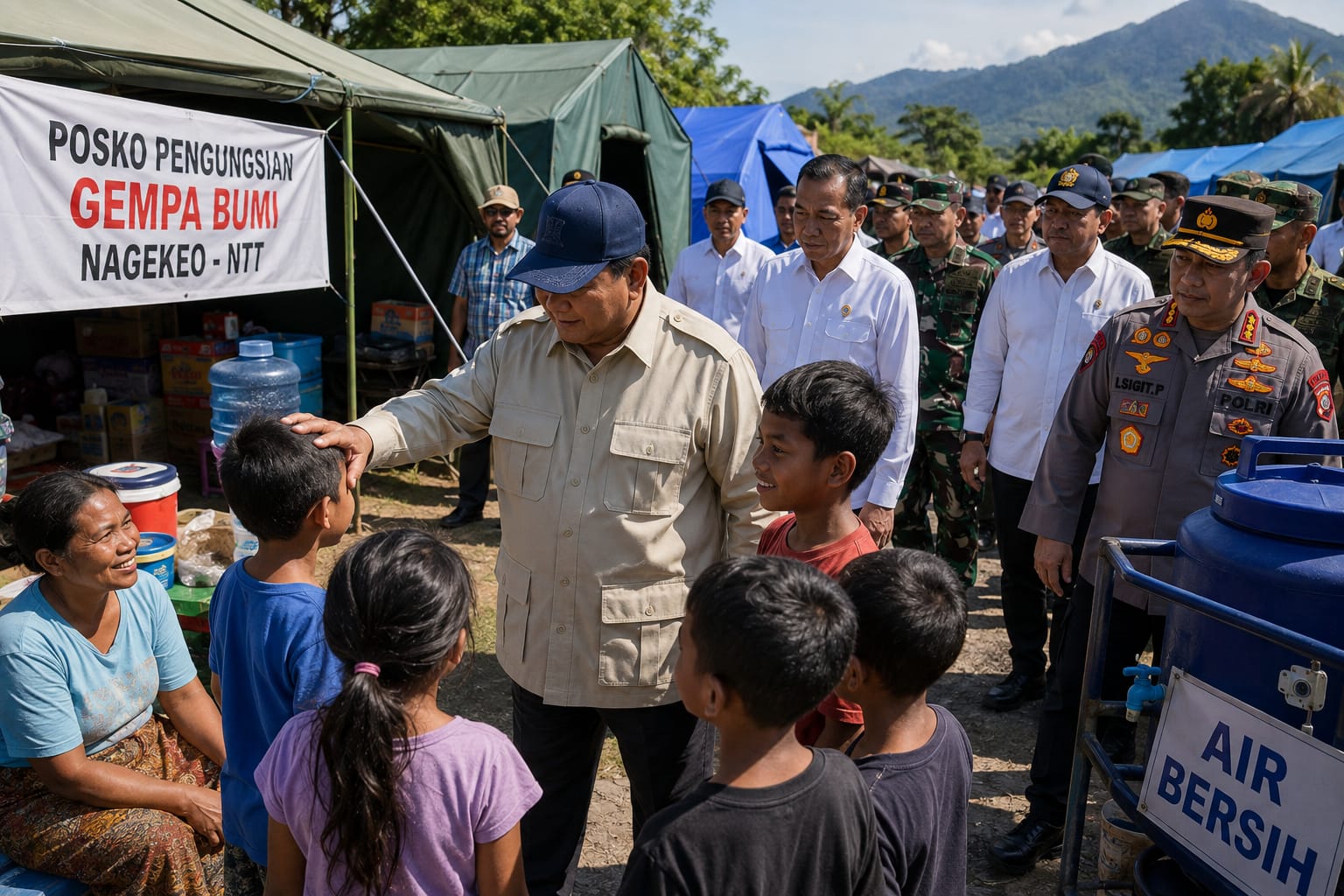 Prabowo Turun Langsung ke Pengungsian Gempa Nagekeo, Kebutuhan Warga Dicek