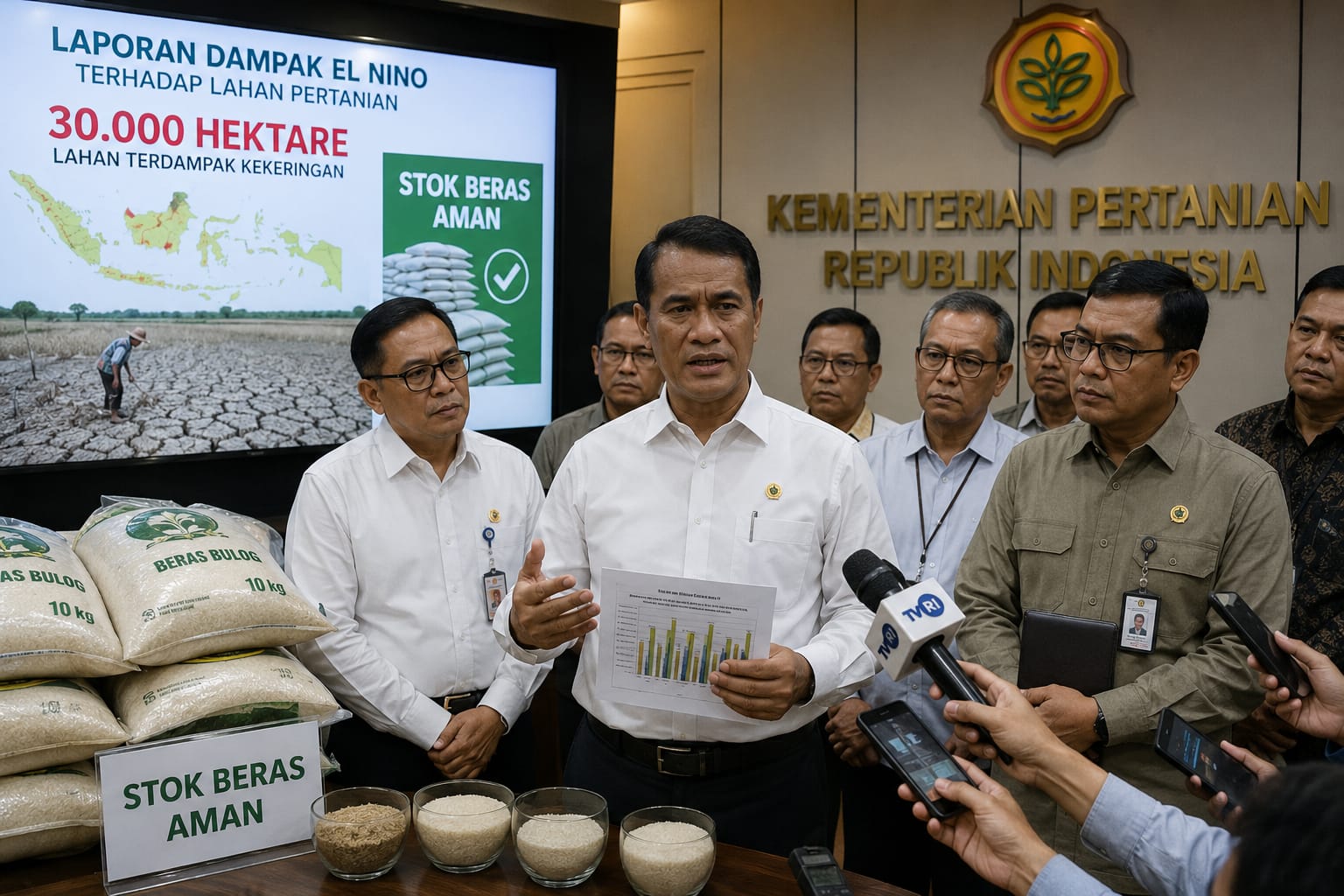 Menteri Pertanian Terima Laporan Dampak El Nino pada 30 Ribu Hektare Lahan, Pemerintah Klaim Stok Beras Aman