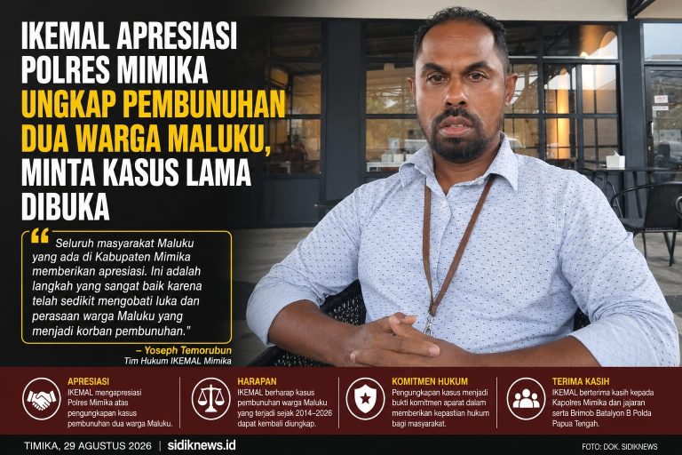 IKEMAL Apresiasi Polres Mimika Ungkap Pembunuhan Dua Warga Maluku, Minta Kasus Lama Dibuka