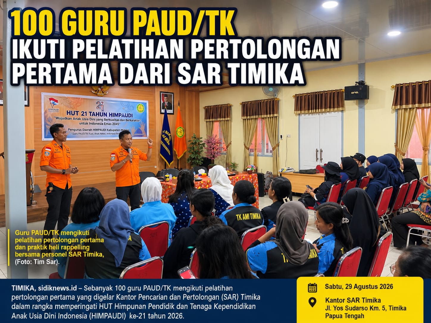 100 Guru PAUD/TK Ikuti Pelatihan Pertolongan Pertama dari SAR Timika