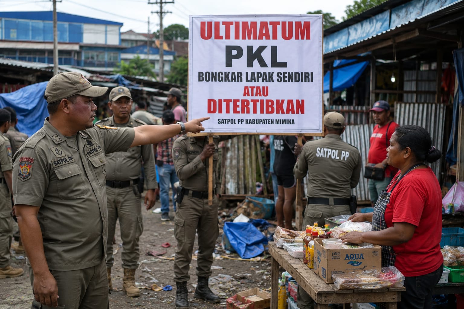 Satpol PP Mimika Ultimatum PKL: Bongkar Lapak Sendiri atau Ditertibkan