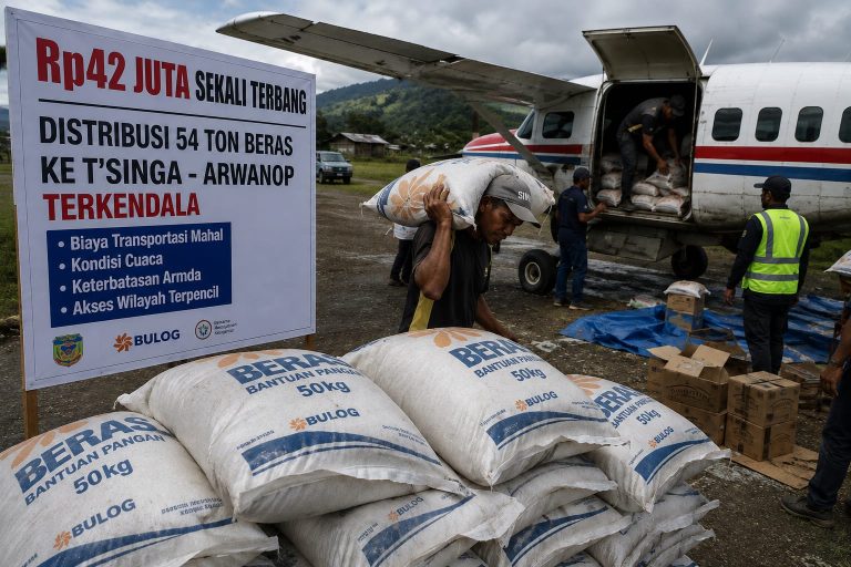 Rp42 Juta Sekali Terbang, Distribusi 54 Ton Beras ke T’Singa-Arwanop Terkendala