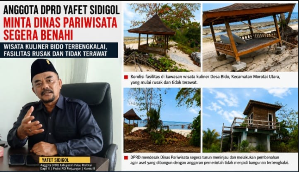 Angota DPRD Yafet Sidigol, Desak Dinas Pariwisata Segera Benahi Wisata Kuliner Bido