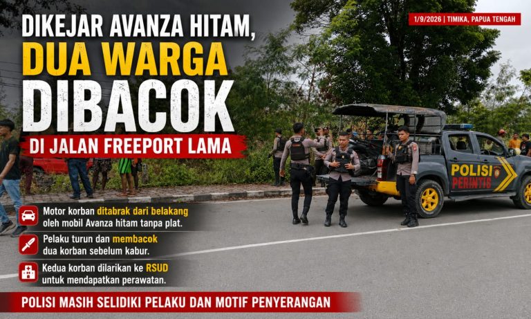 Dikejar Avanza Hitam, Dua Warga Dibacok di Jalan Freeport Lama