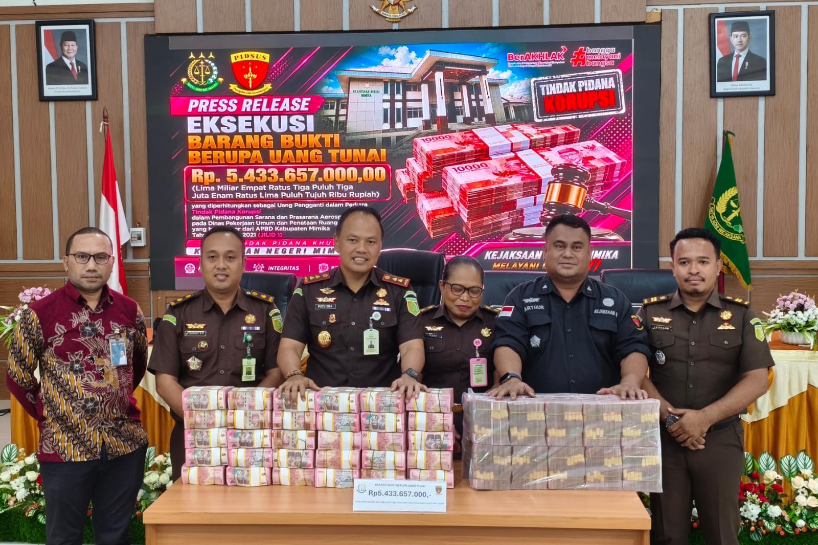 Kejari Mimika Eksekusi Rp5,43 Miliar Uang Pengganti Kasus Korupsi Aerosport