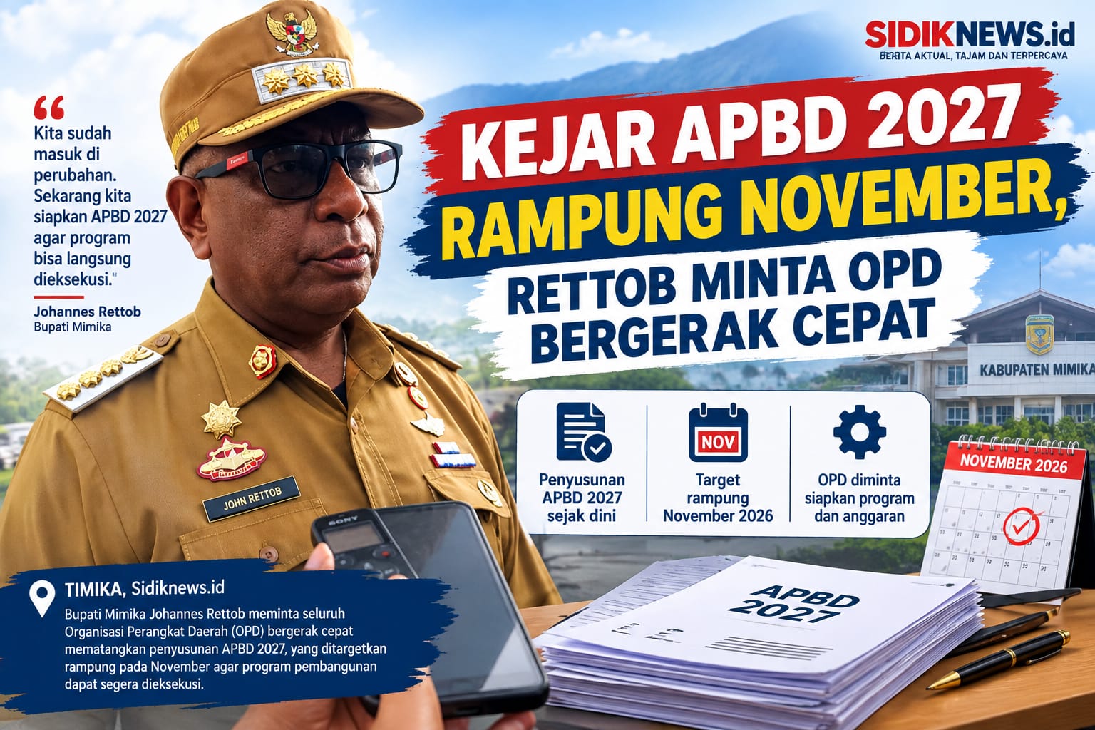 Kejar APBD 2027 Rampung November, Rettob Minta OPD Bergerak Cepat