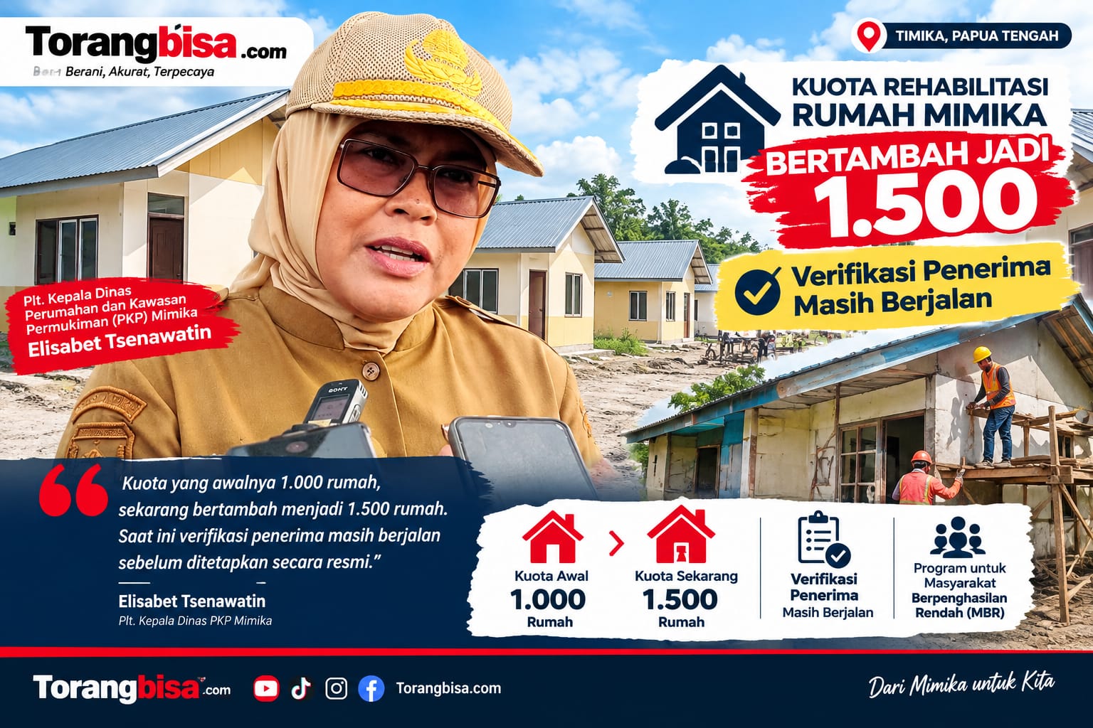 Kuota Rehabilitasi Rumah Mimika Bertambah Jadi 1.500, Verifikasi Penerima Masih Berjalan