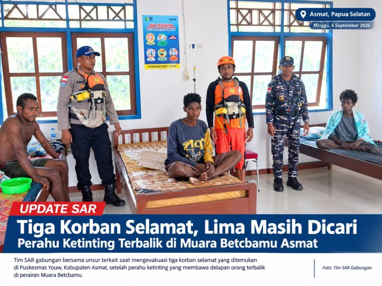 Tiga Orang Selamat, Lima Masih Dicari dalam Insiden Perahu Ketinting Terbalik di Muara Betcbamu Asmat