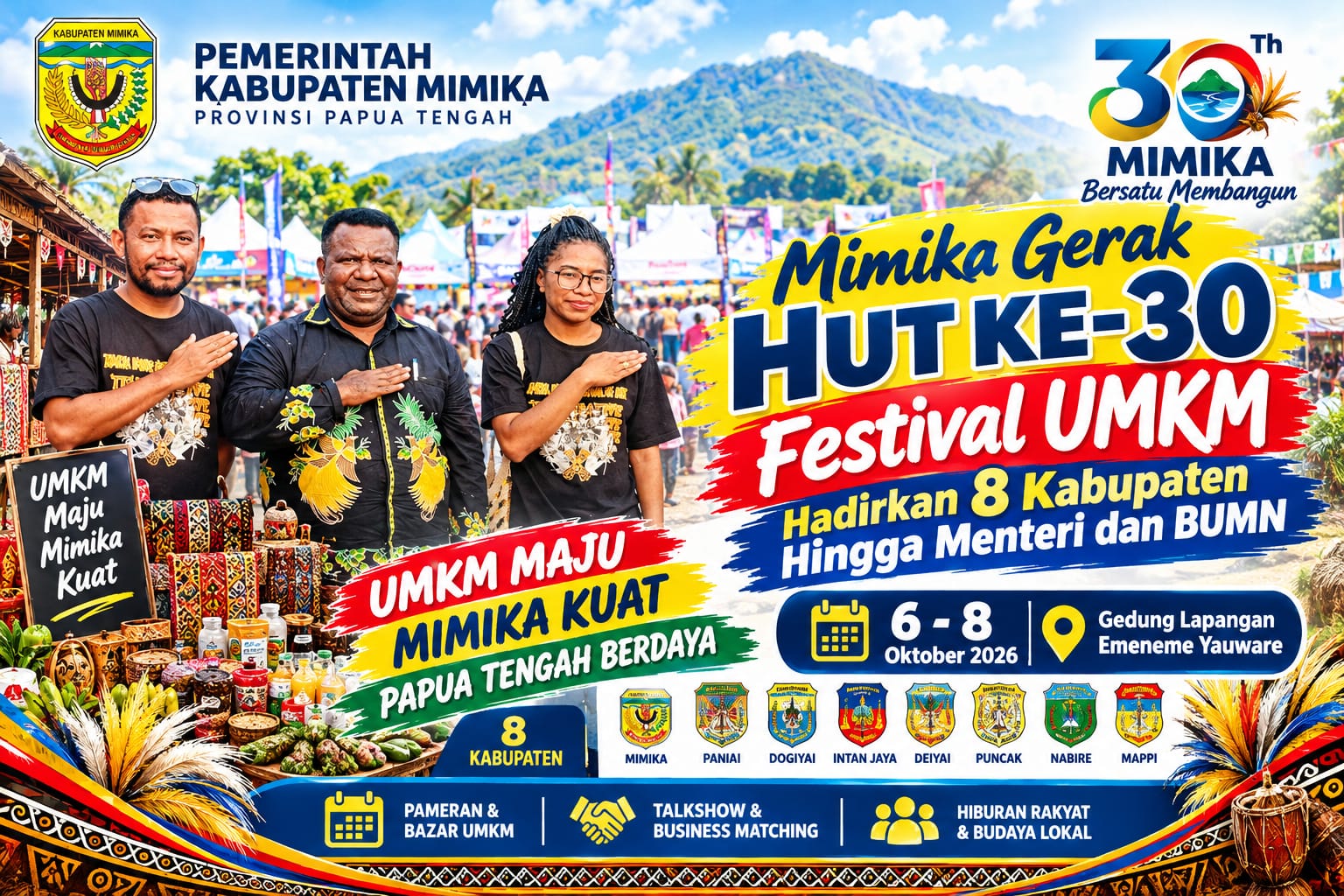 Mimika Gebrak HUT ke-30, Festival UMKM Hadirkan 8 Kabupaten hingga Menteri dan BUMN