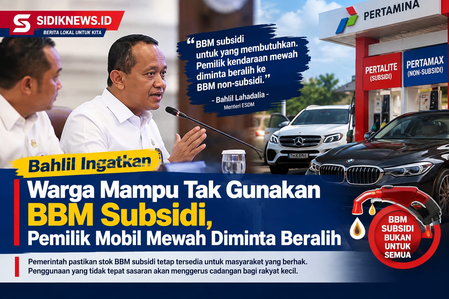 Bahlil Ingatkan Warga Mampu Tak Gunakan BBM Subsidi, Pemilik Mobil Mewah Diminta Beralih