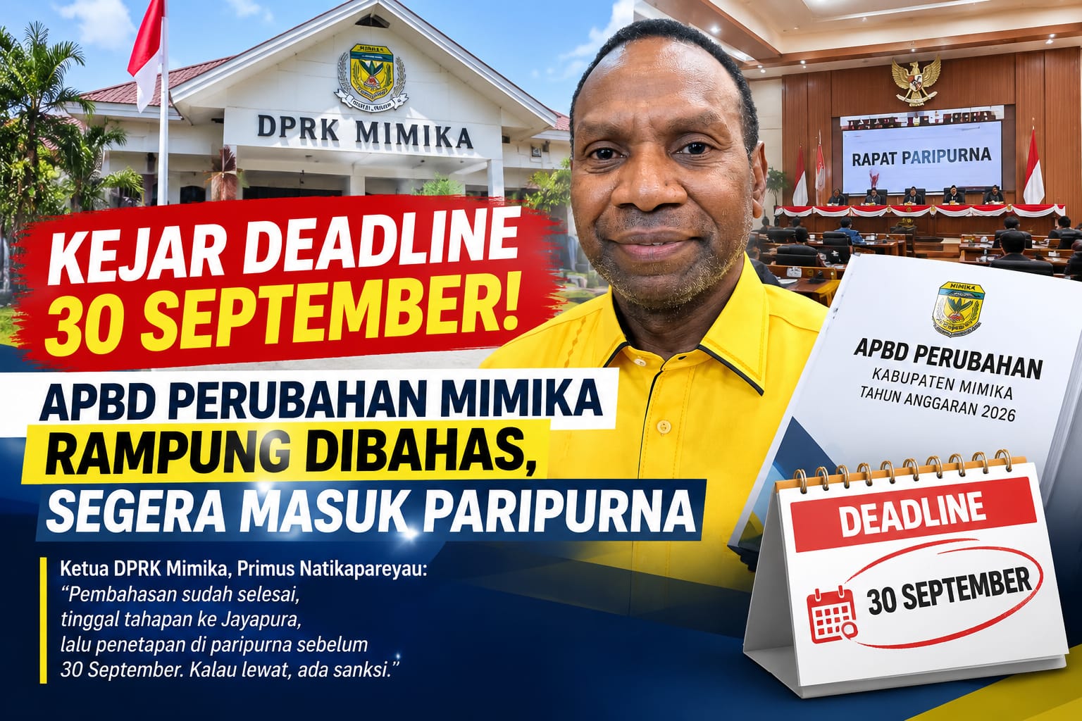 Kejar Deadline 30 September! APBD Perubahan Mimika Rampung Dibahas, Segera Masuk Paripurna