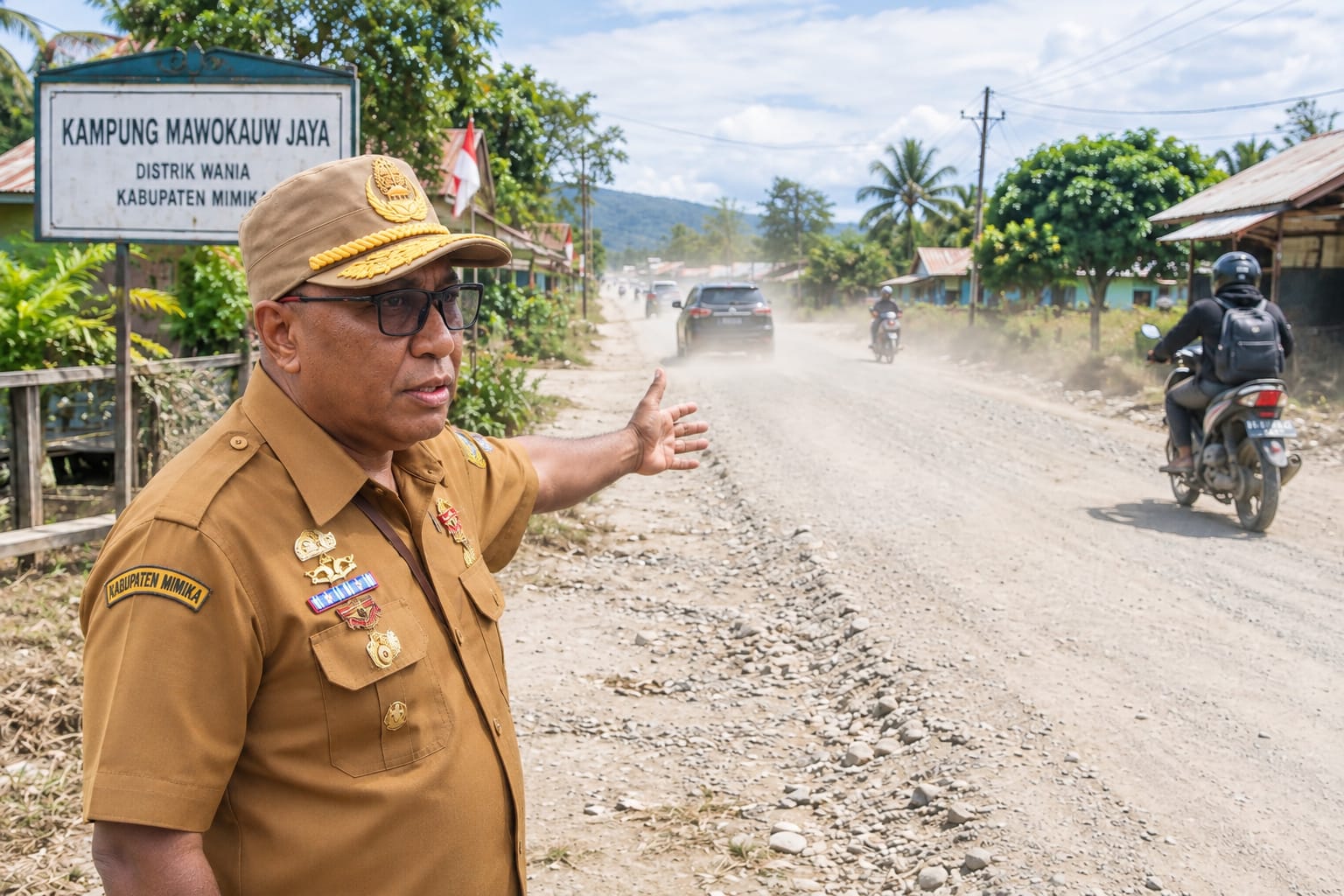 10 Bulan Jalan Utama Berdebu, Warga Mawokauw Jaya Minta Segera Diaspal