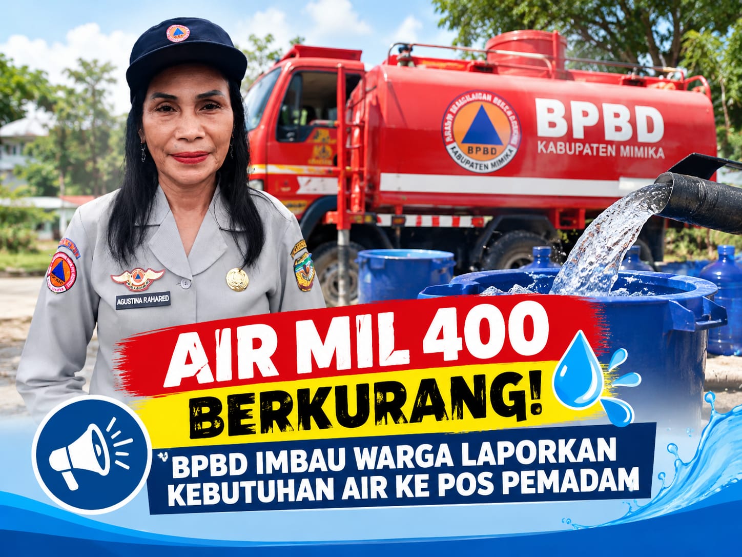 Air Mil 400 Berkurang! BPBD Imbau Warga Laporkan Kebutuhan Air ke Pos Pemadam