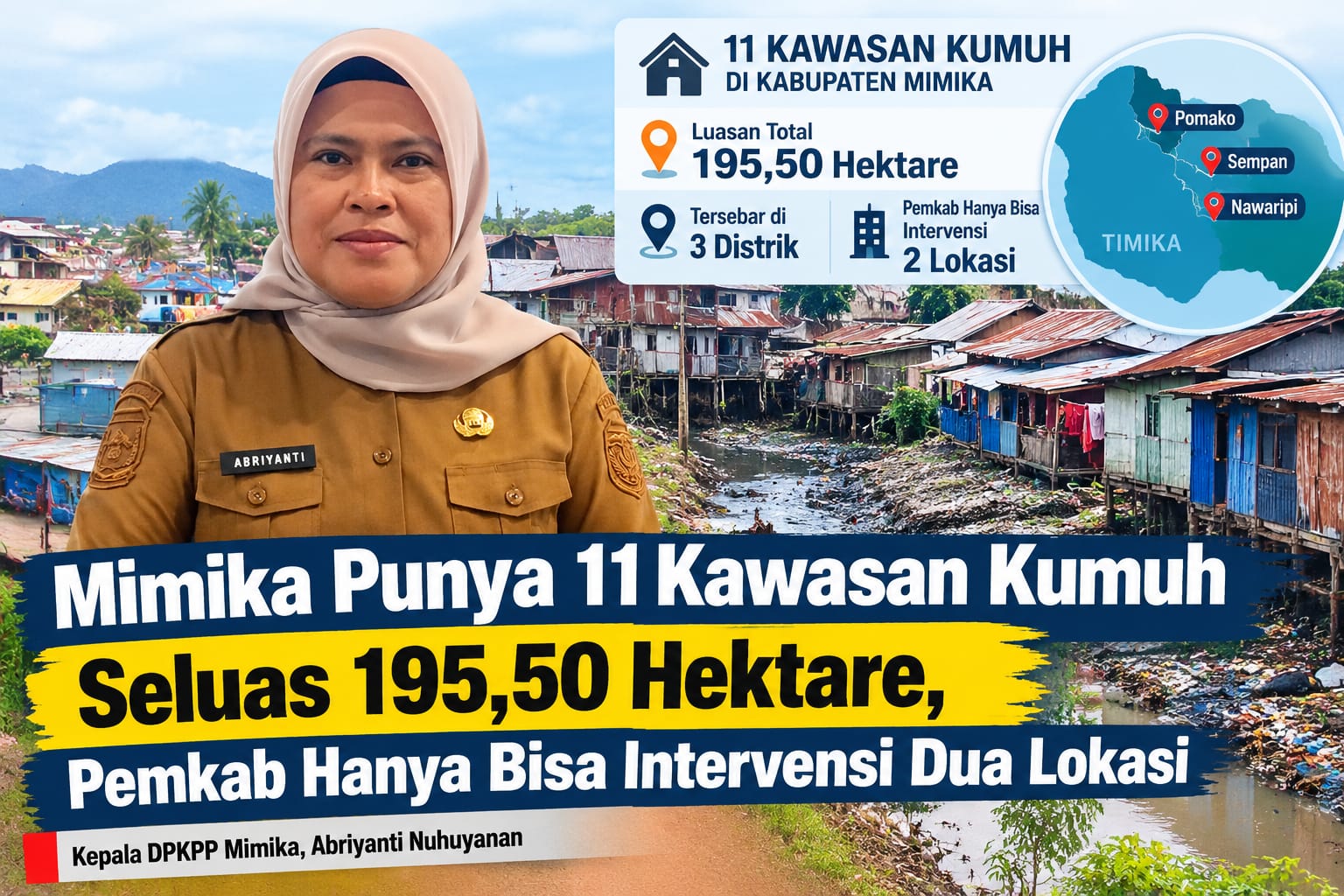 Mimika Punya 11 Kawasan Kumuh Seluas 195,50 Hektare, Pemkab Hanya Bisa Intervensi Dua Lokasi