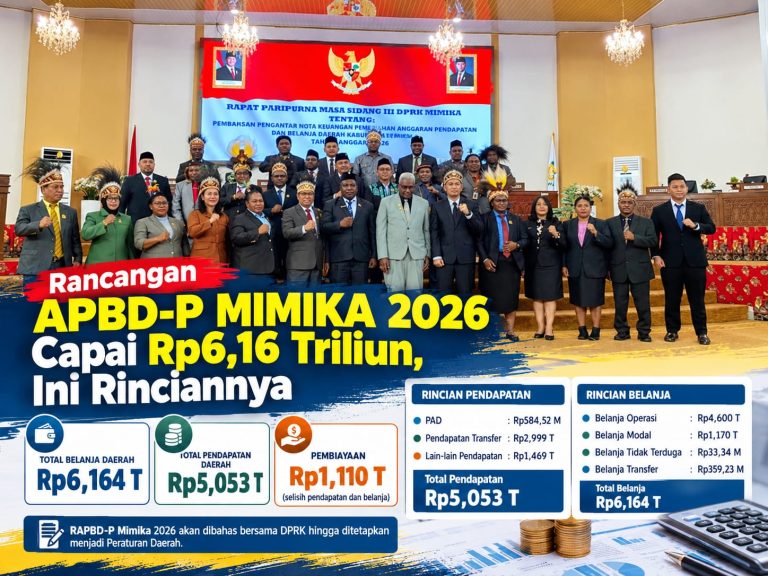 Rancangan APBD-P Mimika 2026 Capai Rp6,16 Triliun, Ini Rinciannya