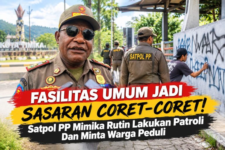 Fasilitas Umum Jadi Sasaran Coret-Coret! Satpol PP Mimika Rutin Lakukan Patroli Dan Minta Warga Peduli