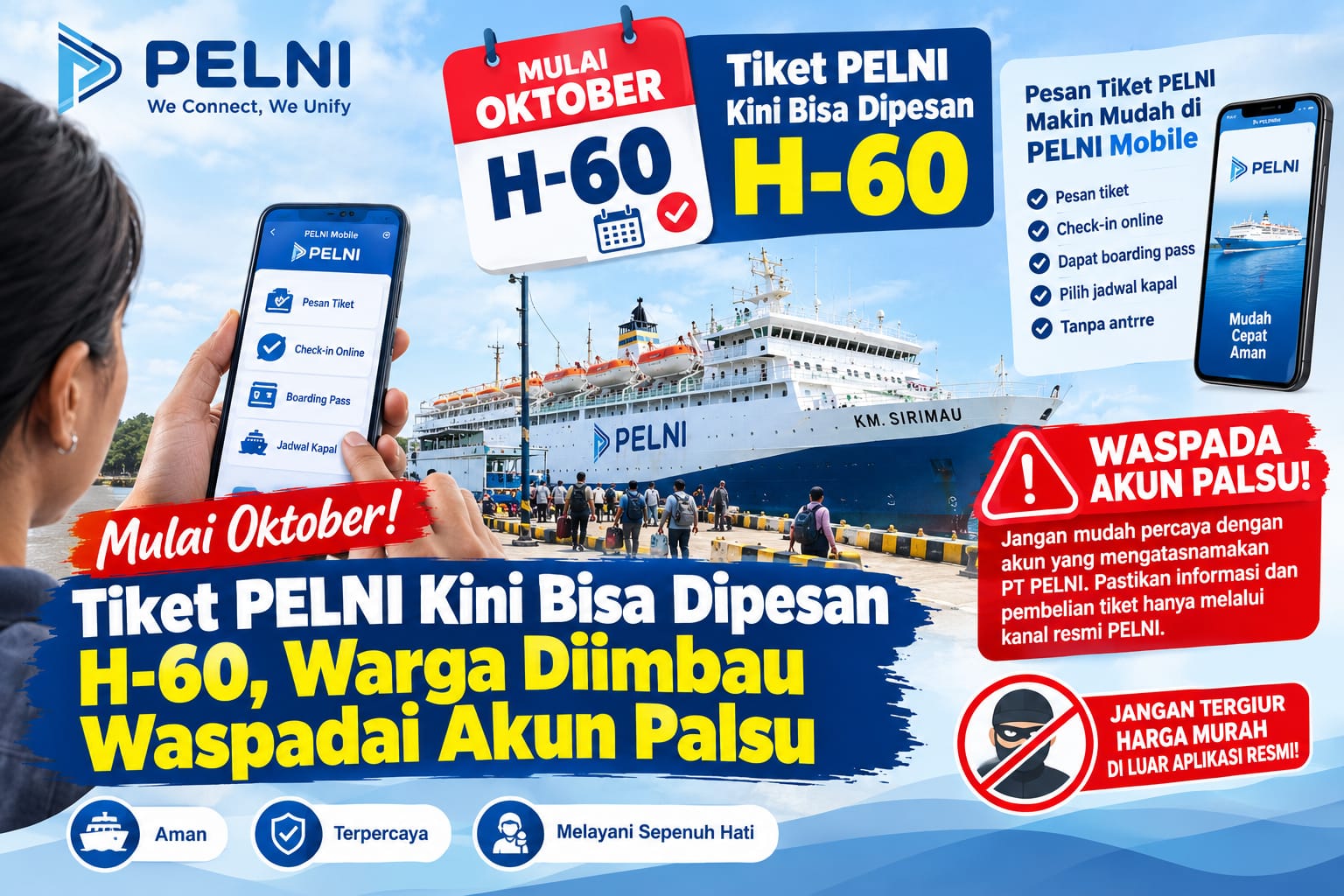 Mulai Oktober! Tiket PELNI Kini Bisa Dipesan H-60, Warga Diimbau Waspadai Akun Palsu